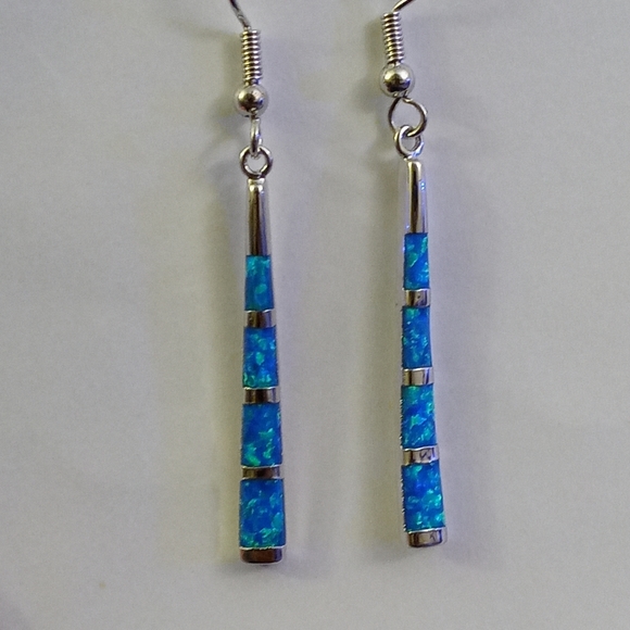 Hand Crafted Jewelry - Blue Fire Opal Earrings